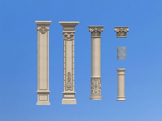 European style villa column head architectural appearance decorative column 3d model