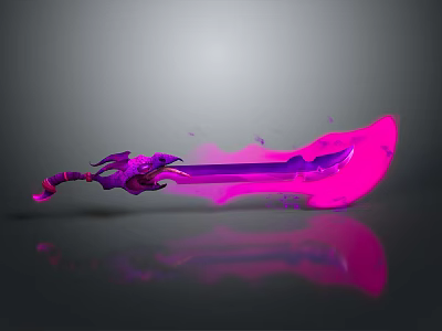 Vibrant Pink Purple Glowing Sword Weapon With Mythical Creature Hilt And Dark Background 3d model