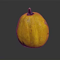 Whole Fresh Yellow Speckled Pumpkin Displayed on Black Surface With Reflection
