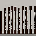 Elegant Wooden Balusters With Various Decorative Styles For Staircase Railing 3d model