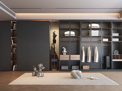 Modern Open Wardrobe Interior With Glass Doors Shelves Hanging Rods And Storage 3d model