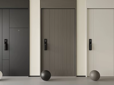 Modern Security Doors With Smart Locks In Different Colors For Home 3d model
