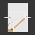 Modern Staircase with Wooden Steps White Railing and Upper Platform in Minimalist Design