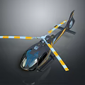 Sleek Black Helicopter With Yellow White Rotors And Modern Exterior Design