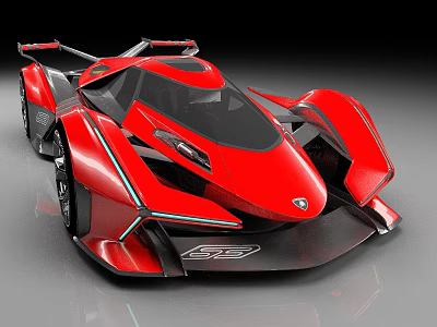 Red Futuristic Sports Car With Sleek Aerodynamic Body And Modern Aesthetics 3d model