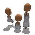 Three Cute Dolls With Lace Dresses Green Eyes And Different Sizes
