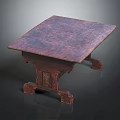 Vintage Wooden Table With Carved Legs And Square Textured Surface Design