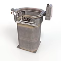 Industrial Metallic Equipment With Pipes Valves Upper Structure And Square Base