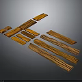 Natural Wooden Construction Strips With Grain Patterns For Interior Decoration 3d model