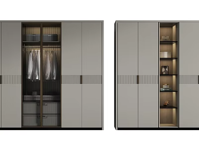 Modern Wardrobe Interior Design with Glass Doors Drawers and Storage Shelves 3d model