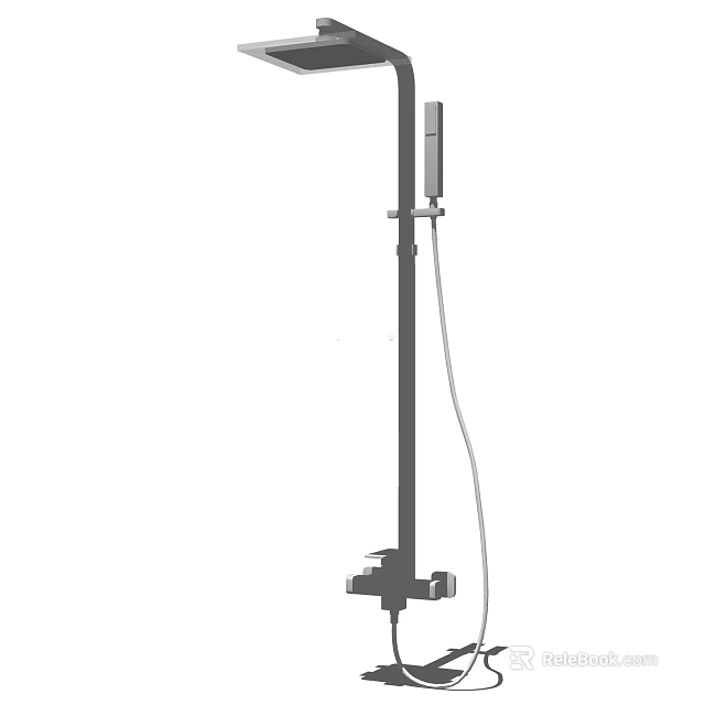 Modern Shower System With Handheld Sprayer Fixed Rod And Control Knob 3d model 