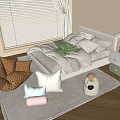 White Kids Bed With Soft Pillows Stuffed Toy And Nightstand In Cozy Room With Soft Light