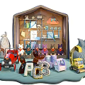 Colorful Plush Dolls In Play Tent With Toy Car Alphabet Blocks And Play Accessories