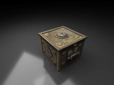 Vintage Ornate Metal Decorative Box With Intricate Carvings And Decorative Top 3d model