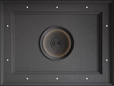 Black Ceiling Design With Circular Center Decoration Square Frame And Small Decorative Dots 3d model