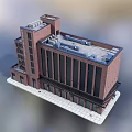 Modern Multi Story Hotel Building With Brick Wall Large Windows And Roof Structure