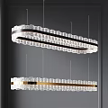 Modern Crystal Chandelier With Long Strip Design Gold Accent And Clear Crystals
