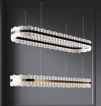 Light Luxury Crystal Chandelier Strip Crystal Chandelier 3d model