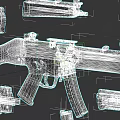3D Model of Modern Rifle With Disassembled Components and Detailed Parts