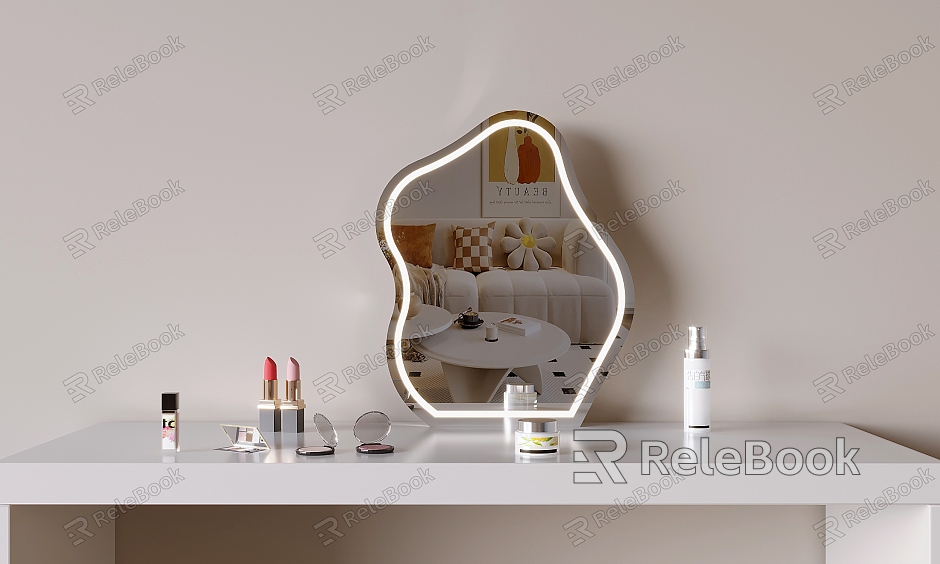 Dressing Table Shaped Makeup Mirror Cosmetic Lipstick Decorations model