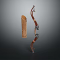 Handcrafted Traditional Wooden Bow With Metal Accents And Woven Quiver Design
