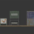 Rustic Post Station Model With Green And Blue Roof Wooden Structure And Platform