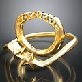 Elegant Gold Ring With Star Shaped Design And Sparkling Diamond Accents