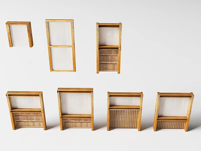 Various Wooden Shelves With Different Designs For Home Storage And 3d model