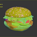 Delicious Burger with Red Sesame Bun Fresh Lettuce Tomato and Melted Cheese Patty