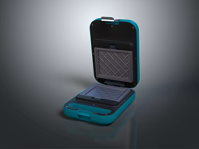 Turquoise Portable Electric Sandwich Maker With Open Design And Heating Grid Plates 3d model