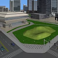 Aerial Planning of Modern Urban Landscape With High Rise Buildings Green Spaces and Road Layouts