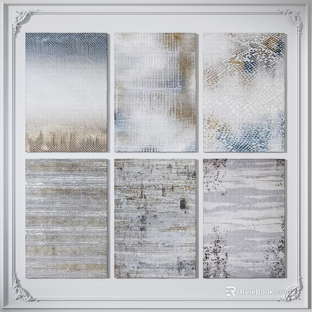 Modern Square Rugs Collection Featuring Various Textures And Neutral Color Patterns 3d model 