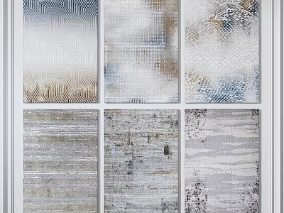 Modern Square Rugs Collection Featuring Various Textures And Neutral Color Patterns 3d model