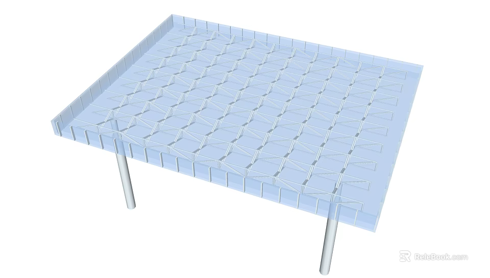 Light Blue Outdoor Canopy with Grid Design and Support Poles for Garden Use 3d model 