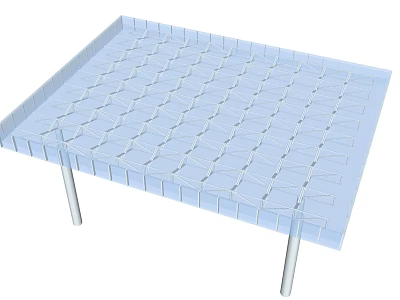 Light Blue Outdoor Canopy with Grid Design and Support Poles for Garden Use 3d model