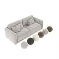 Modern Two Seater Sofa With Pillows Round Cushions And Multiple Color Options