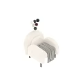 Plush Accent Chair with Round Arms Checkered Blanket and Metal Legs Color Options