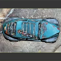 Blue Beetle Car Model With Roof Rack On Display Base And Decorative Details