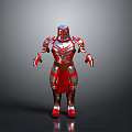 Shiny Red And Silver Medieval Knight Armor As Warrior Battle Weapon Gear