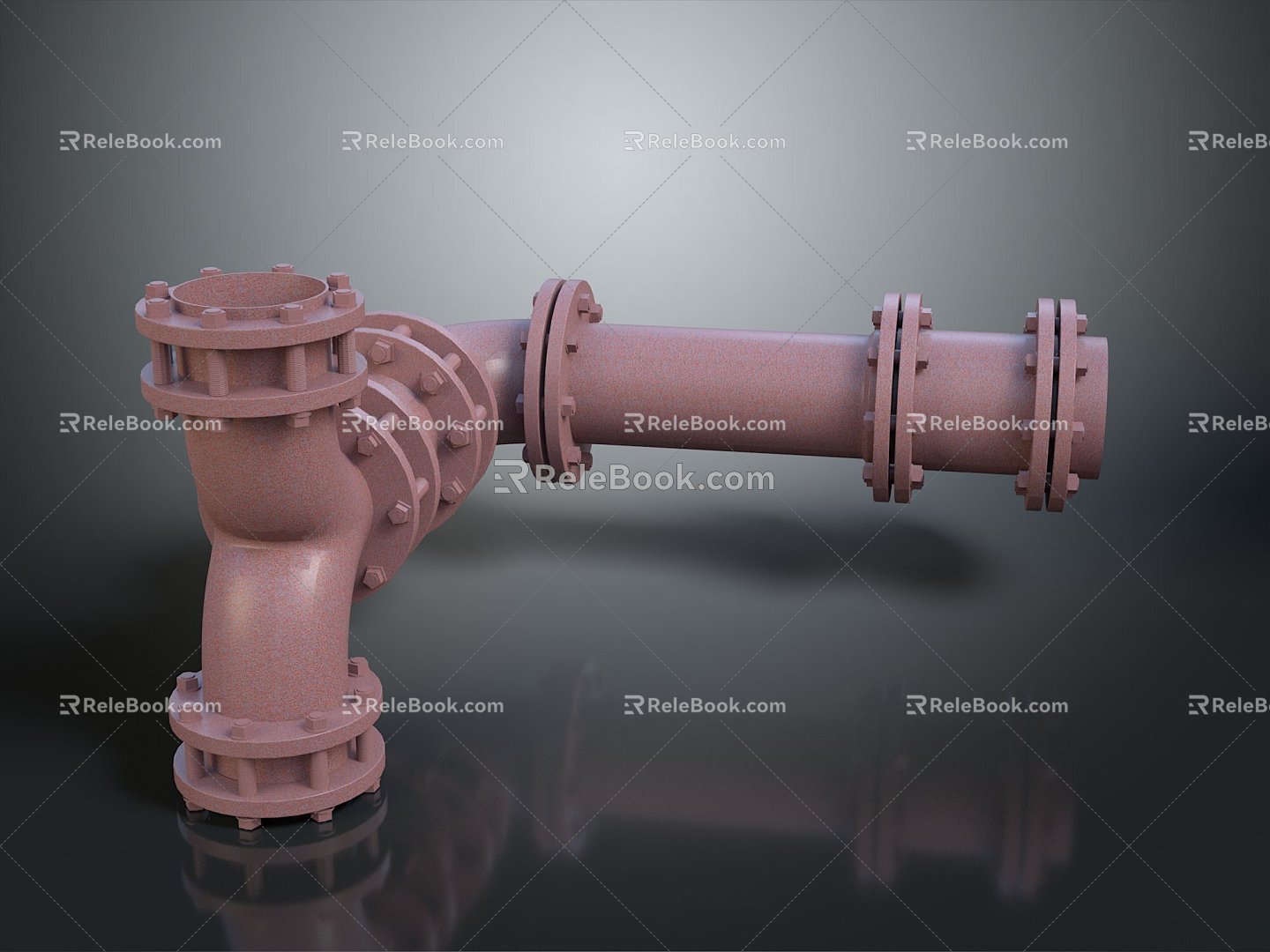 Pipe water pipe valve iron pipe fitting flange tee joint pipe water pipe valve 3d model