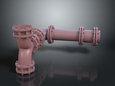 Pipe water pipe valve iron pipe fitting flange tee joint pipe water pipe valve 3d model