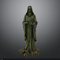 Man Statue In Long Robes With Beard Standing On Decorative Base