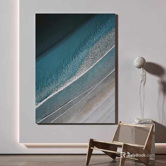 Elegant Ocean Themed Wall Art With Wave Design And Decorative Elements 3d model