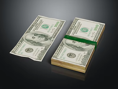 Decorative Ornament Set Featuring Realistic Dollar Bill Design For Home Display Decoration 3d model