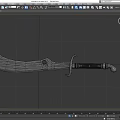 Silver Gray Scimitar Weapon With Carved Blade And Metal Hilt Design
