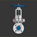 Industrial Gate Valve with Blue Handle Silver Body and Flange Connections for Pipeline Systems