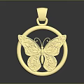 Gold Butterfly Pendant With Ornate Circular Design For Fashion Accessories