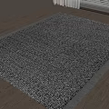 Square Gray Woven Rug With Fringe Edges On Wooden Floor In Bright Interior