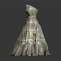 Elegant White Layered Dress With Waist Tie And Flowy Ruffled Skirt