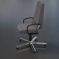 Comfortable High Back Gray Fabric Office Chair With Black Armrests Metal Base And Swivel Casters